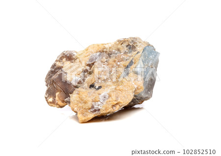 Macro mineral stone Corundum in rock a white background Macro mineral stone Corundum in rock a white background 102852510