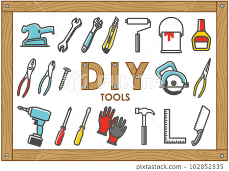 DIY tools color icon set DIY tools color icon set 102852835
