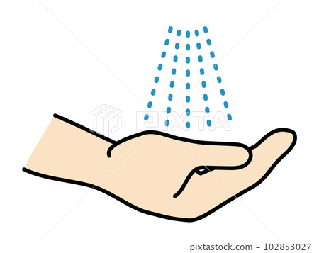 Illustration of a hand that receives mist (foggy liquid)-image of disinfection 102853027