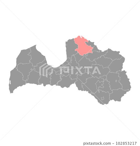 Valmiera district map, administrative division of Latvia. Vector illustration. 102853217
