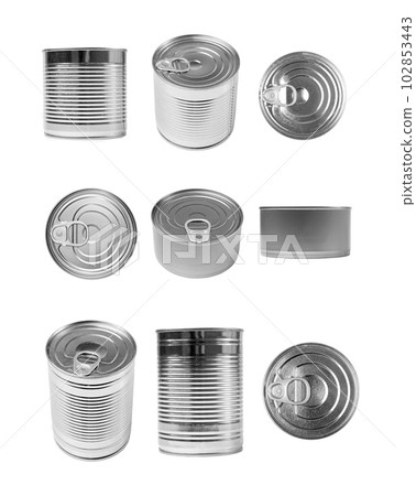 Tin Can Isolated, Preserve Template Mockup, Metal Milk Package, Aluminum Cylindrical Container Tin Can Isolated, Preserve Template Mockup, Metal Milk Package, Aluminum Cylindrical Container 102853443