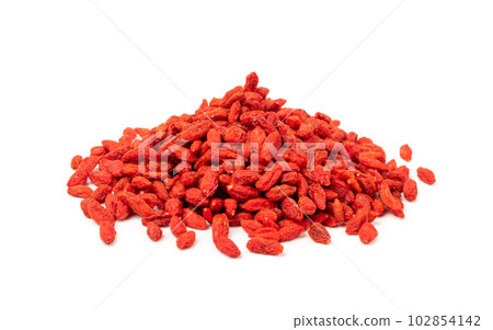 Goji Berry Isolated, Lycium Barbaru, Chinese Wolfberry, Barbary Matrimony Vine Berries, Red Medlar Goji Berry Isolated, Lycium Barbaru, Chinese Wolfberry, Barbary Matrimony Vine Berries, Red Medlar 102854142