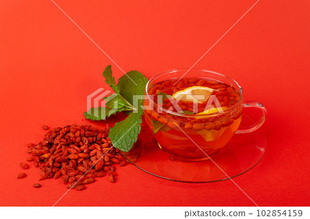 Goji Berry Tea Isolated, Lycium Barbaru Drink 102854159