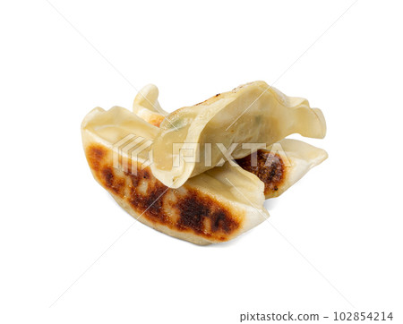 Gyoza Chinese Dumplings Isolated, Fried Vegetable Jiaozi, Chicken Momo Pile, Asian Gyoza Group 102854214