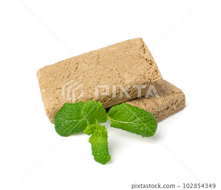Halva Pieces Isolated, Sunflower Halawa, Halvah or Halwa on White Background 102854349