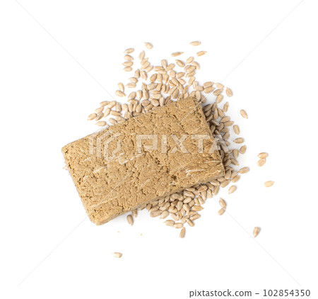 Halva Pieces Isolated, Sunflower Halawa, Halvah or Halwa on White Background 102854350