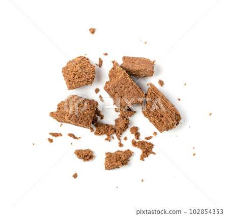 Chocolate Halva Pieces Isolated, Sunflower Halawa, Halvah or Halwa on White Background Chocolate Halva Pieces Isolated, Sunflower Halawa, Halvah or Halwa on White Background 102854353