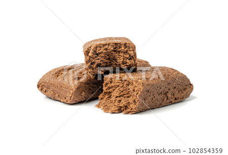 Chocolate Halva Pieces Isolated, Sunflower Halawa, Halvah or Halwa on White Background 102854359