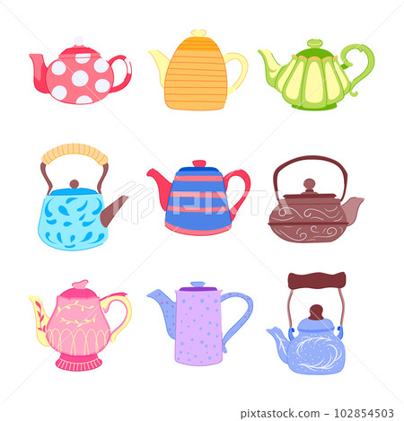 teapot ceramic set cartoon vector illustration teapot ceramic set cartoon vector illustration 102854503