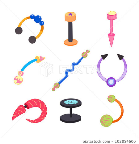 piercing fashion set cartoon vector illustration 102854600