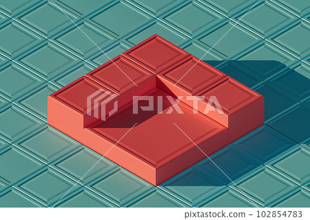 Isometric 3d illustration of pedestal over the regular pattern made of cubes 102854783