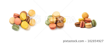 Macaron Cake Isolated, Macaroon Cookie, Almond Meringue, Sweet Macaroons, Colorful French Dessert Macaron Cake Isolated, Macaroon Cookie, Almond Meringue, Sweet Macaroons, Colorful French Dessert 102854927