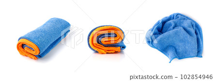 Rolled Blue Microfiber Cleaning Cloth Isolated on White Background 102854946