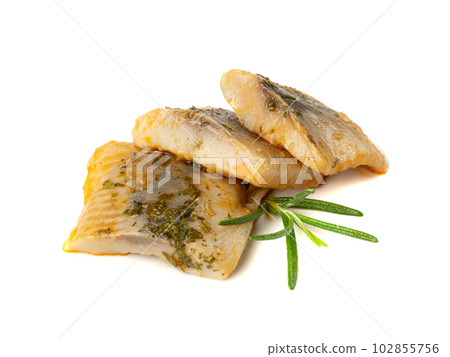 Salted Herring Fillet Isolated, Raw Pickled Fish Meat, Marinated Herring on White Background Salted Herring Fillet Isolated, Raw Pickled Fish Meat, Marinated Herring on White Background 102855756