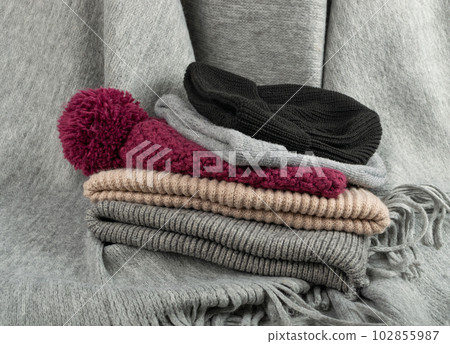 Winter Hats Set, Knitted Winter Clothes, Grey Woolen Hat Winter Hats Set, Knitted Winter Clothes, Grey Woolen Hat 102855987