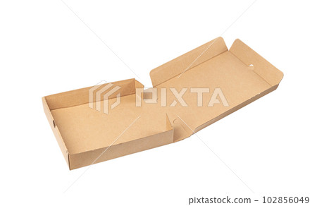 Used Open Box Isolated, Craft Paper Delivery Package, Old Carton Packaging, Used Cardboard Box Used Open Box Isolated, Craft Paper Delivery Package, Old Carton Packaging, Used Cardboard Box 102856049