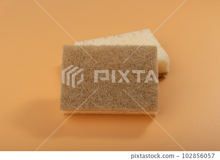 Natural Sponge on Yellow, Eco Brown Sponges, Eco Friendly Hygiene Accessory, Scotch Brite Dishwasher 102856057