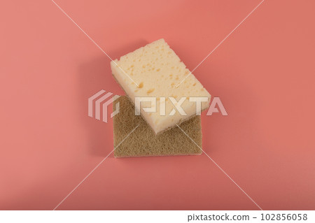Natural Sponge on Pink, Eco Brown Sponges, Eco Friendly Hygiene Accessory, Scotch Brite Dishwasher 102856058