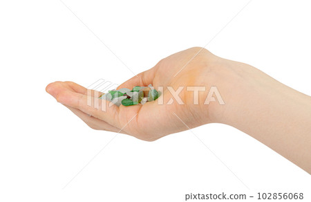 Natural Sea Glass, Beach Glass Stone Isolated, Polish Textured Seaglass on White Background 102856068