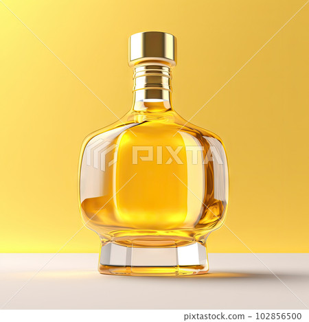 Whiskey Bottle Mockup with Copy Space, Rum Flask, Cognac Template, Abstract Generative AI Illustration 102856500