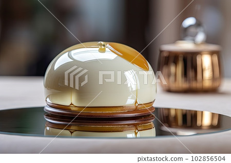 Beige Cake, Round Color Glazed Dessert, Abstract Generative AI Illustration Beige Cake, Round Color Glazed Dessert, Abstract Generative AI Illustration 102856504
