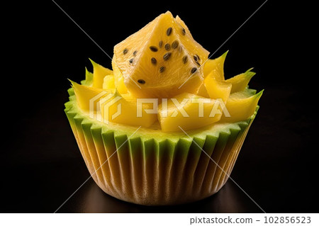 Yellow Melon Cupcake, Color Cup Cake, Delicious Fruit Cupcakes, Abstract Generative AI Illustration 102856523