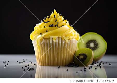 Yellow Melon Cupcake, Color Cup Cake, Delicious Fruit Cupcakes, Abstract Generative AI Illustration 102856526