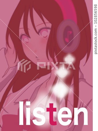 Cute girl listening to music illustration material (3) Cute girl listening to music illustration material (3) 102856598