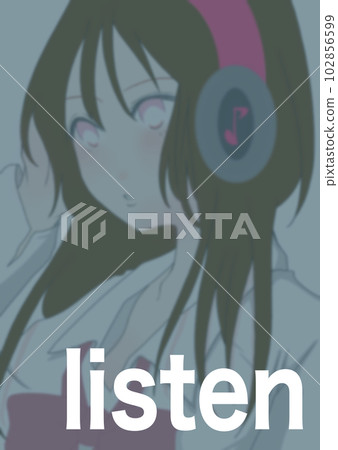 Cute girl listening to music illustration material (2) Cute girl listening to music illustration material (2) 102856599