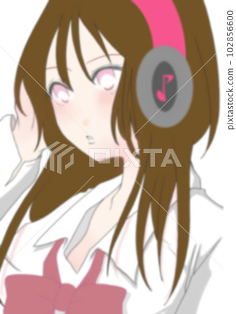聽音樂的可愛少女插畫(一) 聽音樂的可愛少女插畫(一) 102856600