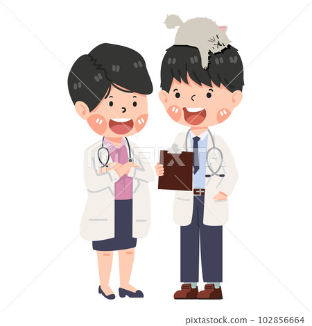Male and female doctor cartoon Male and female doctor cartoon 102856664