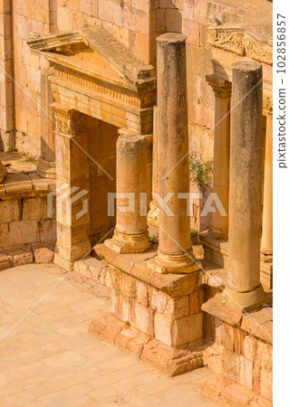 Amphitheater South Theatre in Jerash, Jordan 102856857