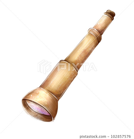 Spyglass watercolor, travel, tourism clipart. isolated on white background. Decoration of children's parties, baby shower in a marine and pirate style. Hand drawn illustration vintage spyglass Spyglass watercolor, travel, tourism clipart. isolated on white background. Decoration of children's parties, baby shower in a marine and pirate style. Hand drawn illustration vintage spyglass 102857576