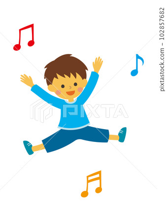 Musical notes and children (boys) 102857682