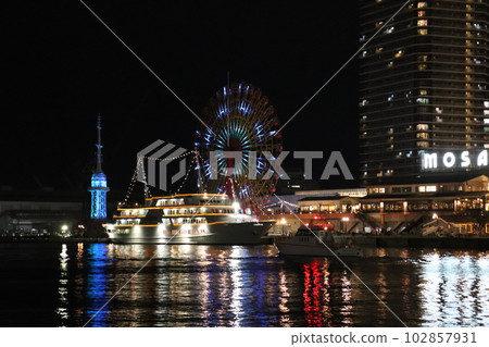 Cruise ship docked at Kobe port at night Cruise ship docked at Kobe port at night 102857931