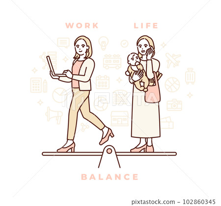 work and private. An image that enriches life with synergy. Vector illustration material. 102860345
