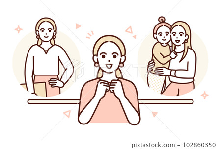 An illustration material of an image that enriches work and life using a short working hours system. 102860350