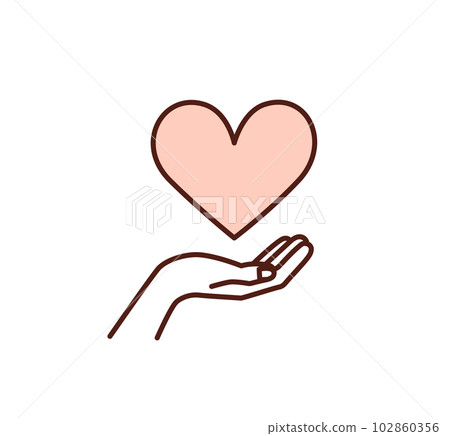 A conceptual image of human warmth, support, guarantee and compensation. Vector illustration material. 102860356