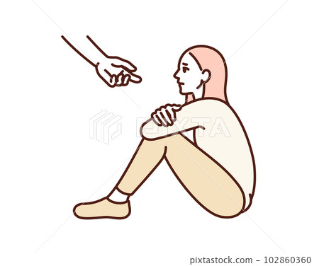 A hand outstretched to a person in distress. An image that supports those who need help. Vector illustration material. 102860360