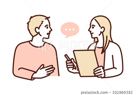 A counselor listening to a patient.... - Stock Illustration [102860382 ...