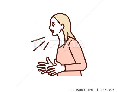 protest. Illustration material of a woman who complains. protest. Illustration material of a woman who complains. 102860396