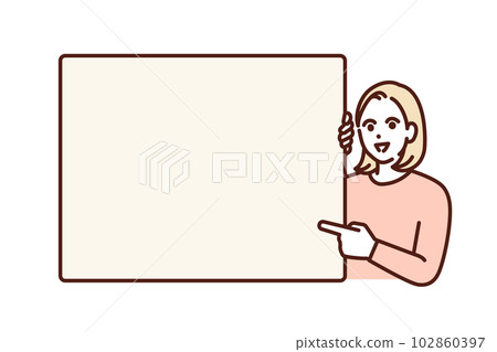 Point with your index finger. Illustration material of a female lecturer who gives one-point advice. Point with your index finger. Illustration material of a female lecturer who gives one-point advice. 102860397