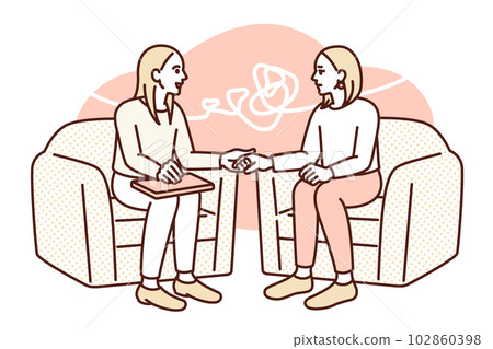 Women who suffer from PTSD. Illustration material of a counselor who listens. 102860398