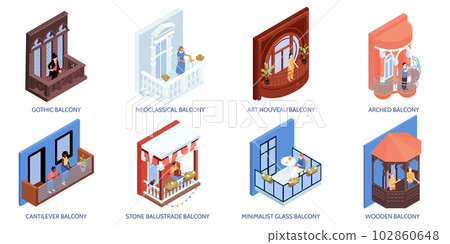 House Facade Isometric Compositions 102860648