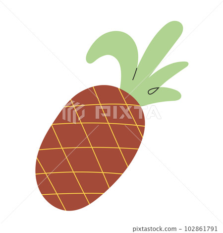Pineapple doodle icon, tropic fruit illustration isolated on white background Pineapple doodle icon, tropic fruit illustration isolated on white background 102861791