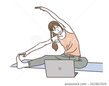 參加在線課程的年輕女性 102861920