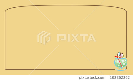 Simple penguin with cream soda one point & border material horizontal (16: 9) type 39 102862262