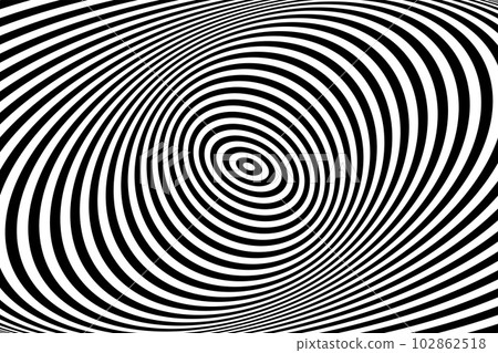 Twisting Whirl Motion and 3D Illusion in Abstract Op Art Striped Lines Pattern. Vector Illustration. Twisting Whirl Motion and 3D Illusion in Abstract Op Art Striped Lines Pattern. Vector Illustration. 102862518