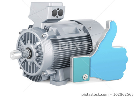 Industrial electric motor with like icon. 3D rendering Industrial electric motor with like icon. 3D rendering 102862563