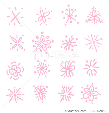 Set of hand drawn sparkle and starburst. Doodle style. 102862852